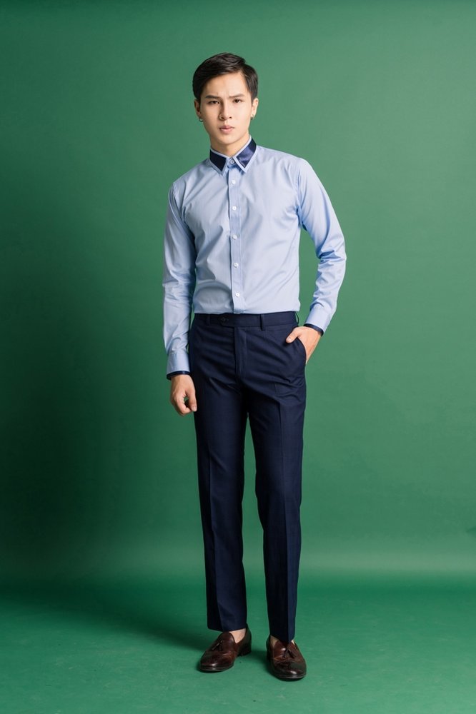 SM xanh dương cổ + tay phi bóng xanh tt
