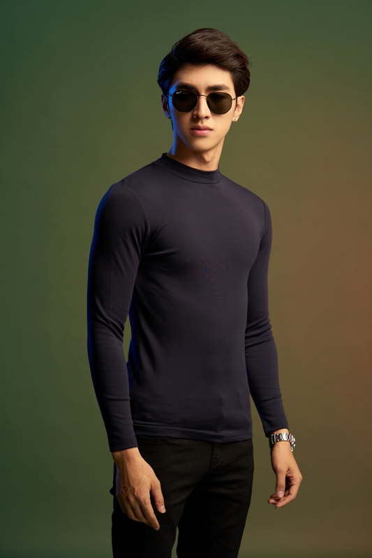 Áo thun giữ nhiệt tím than- dài tay
