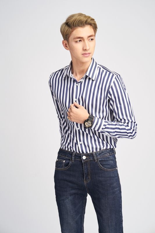 SM kẻ dọc trắng- tím than
