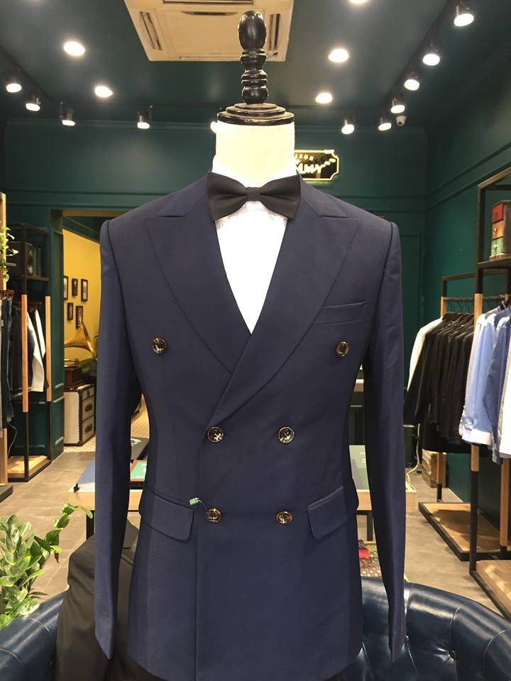 Vest xanh coban đậm- 2 hàng khuy