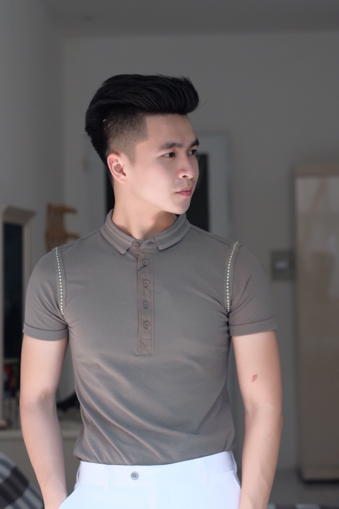AF rêu đính hạt vòng nách- F35