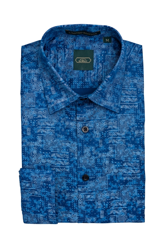 SM xanh navy ht hoa văn trắng