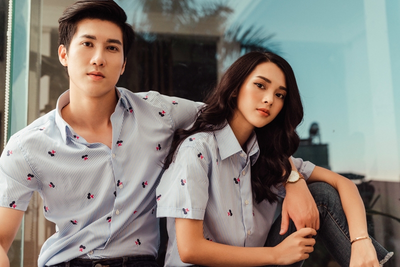 SM sọc xanh dượng- trắng thêu quả cheri