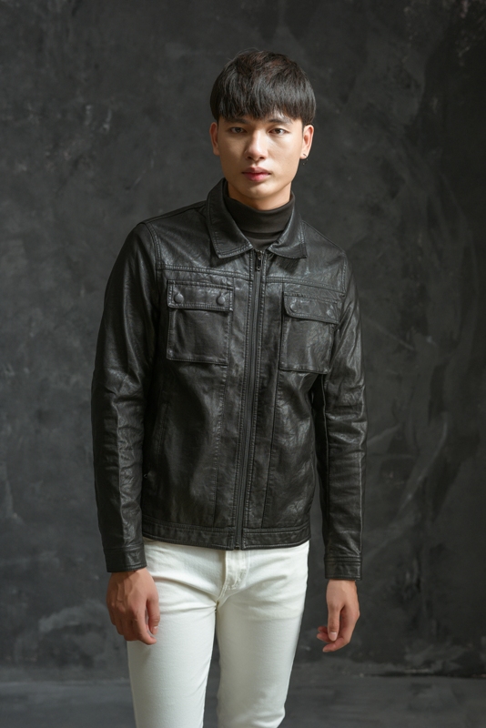 AD đen cổ đức , 2 túi ngực -6943