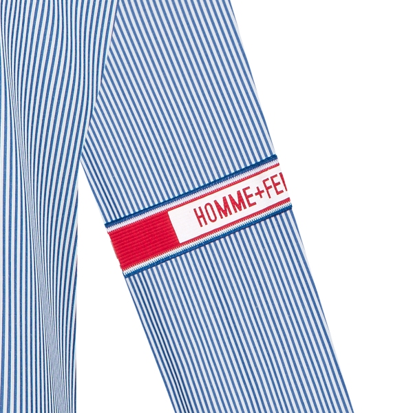 SM kẻ sọc nhỏ trắng- xanh tt phối homme + femme bắp tay