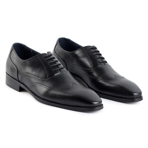 Giày buộc dây đen, khâu viền - 486-33 sz 41
