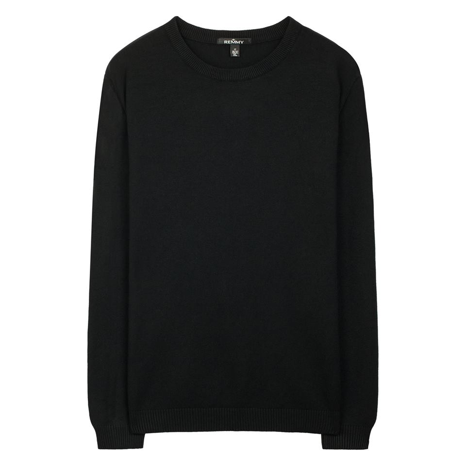 AL cổ tròn đen, len mịn -8810 sz XL