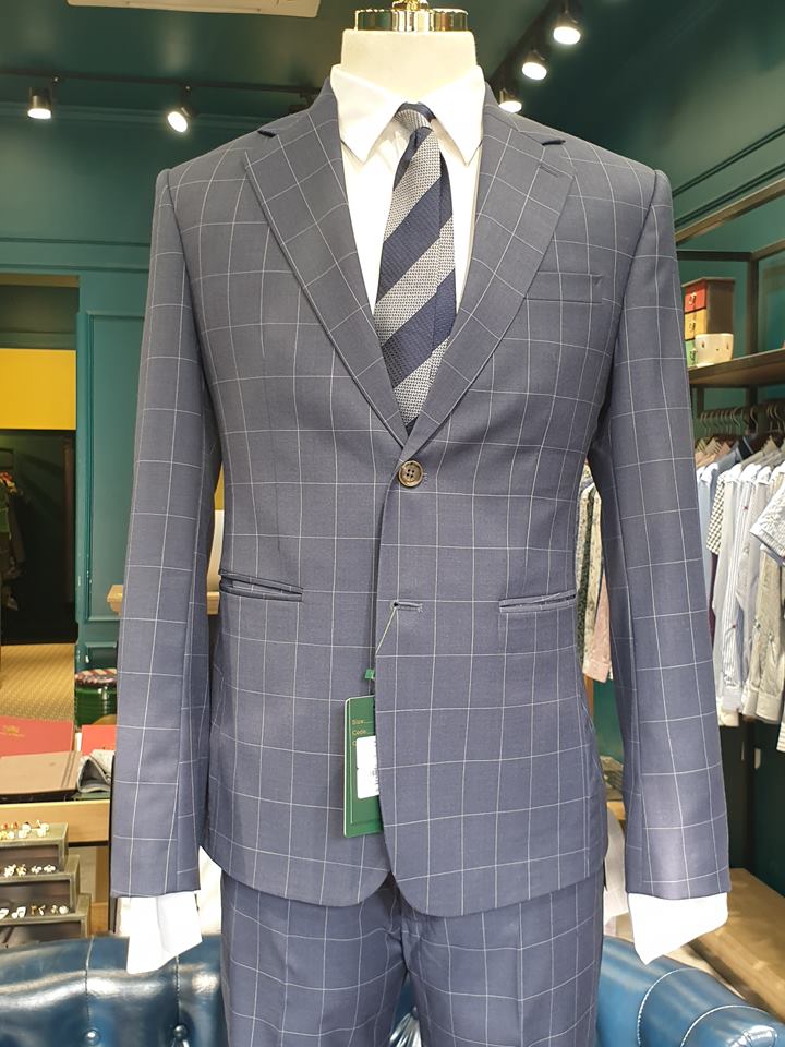 Vest xanh tt kẻ chỉ ô vuông to, 2 khuy