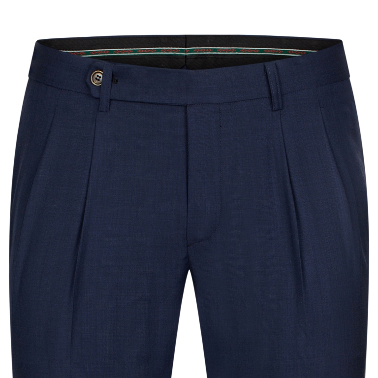 Quần cạp cao xanh navy, gấu lơ vê