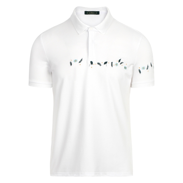 AF polo trắng ht hoa lá xanh ngang ngực