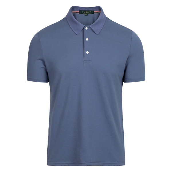 AF polo xanh dương trơn- phối kẻ ghi-xanh-đỏ chân cổ trong