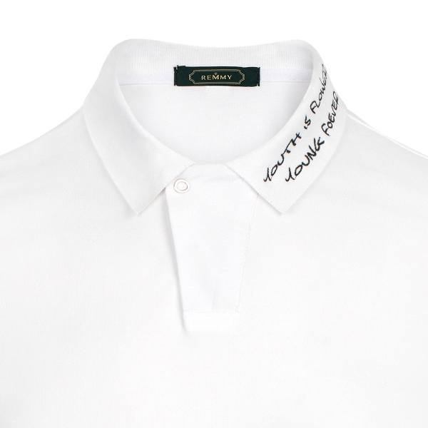 AF polo trắng cổ chữ 