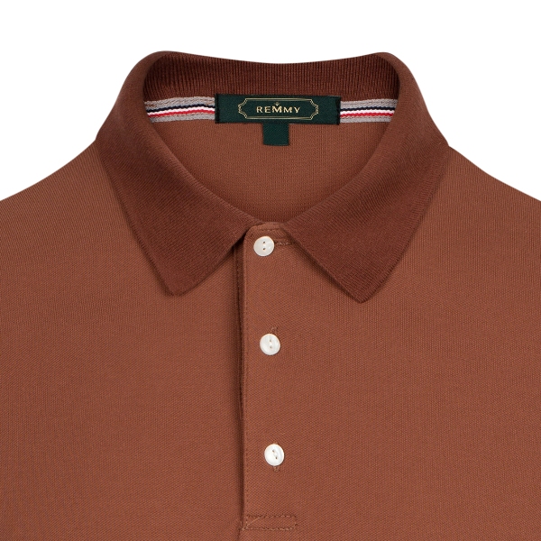 AF polo nâu trơn- phối kẻ ghi-xanh-đỏ chân cổ trong