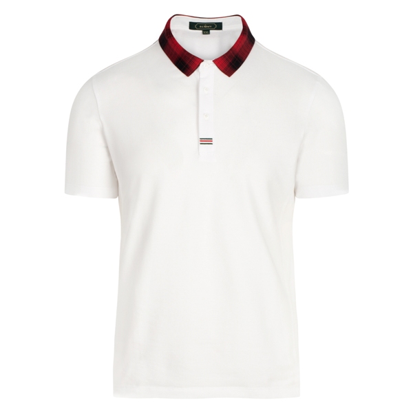 AF polo trắng cổ sơ mi kẻ đỏ trắng