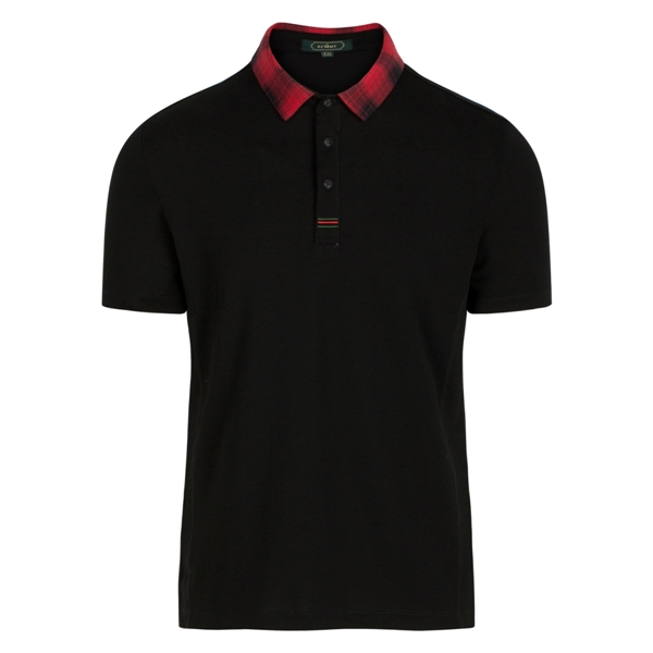 AF polo đen cổ sơ mi kẻ đỏ đen
