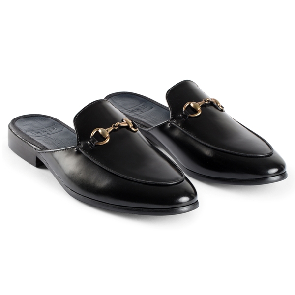 Giày sục đen trơn, đai khóa sz 41