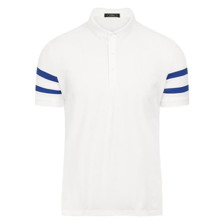 AF polo trắng bắp tay 2 kẻ xanh navy