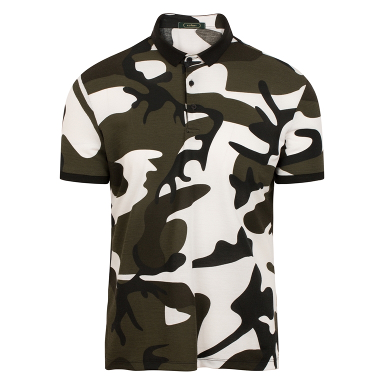 AF polo loang xanh- trắng- đen, cổ đen
