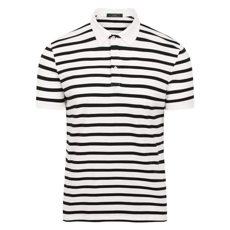 AF polo kẻ trắng- đen, cổ trắng