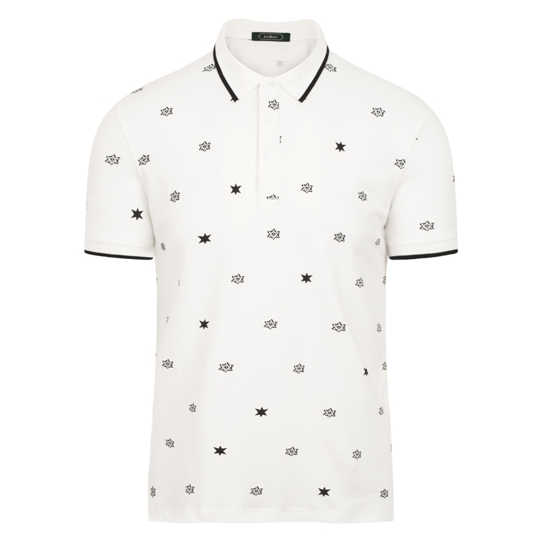AF polo trắng ht sao đen, cổ viền đen