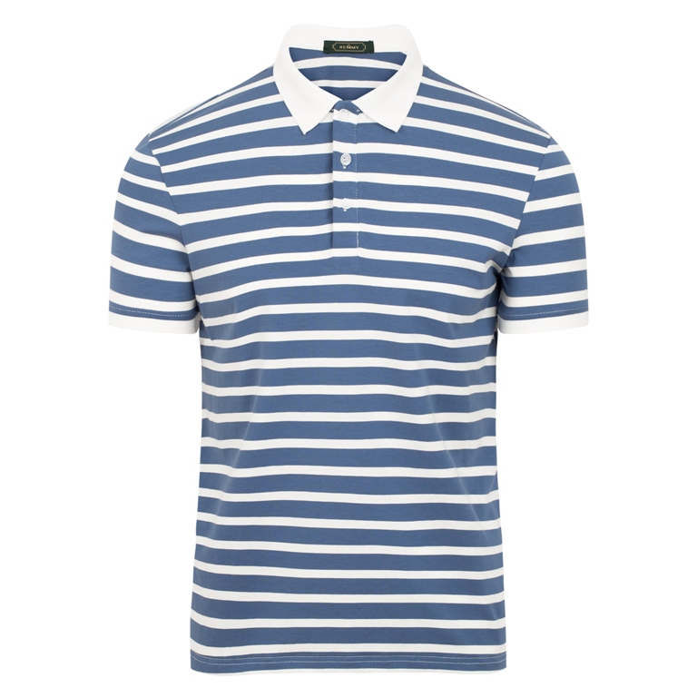 AF polo kẻ xanh dương- trắng, cổ trắng
