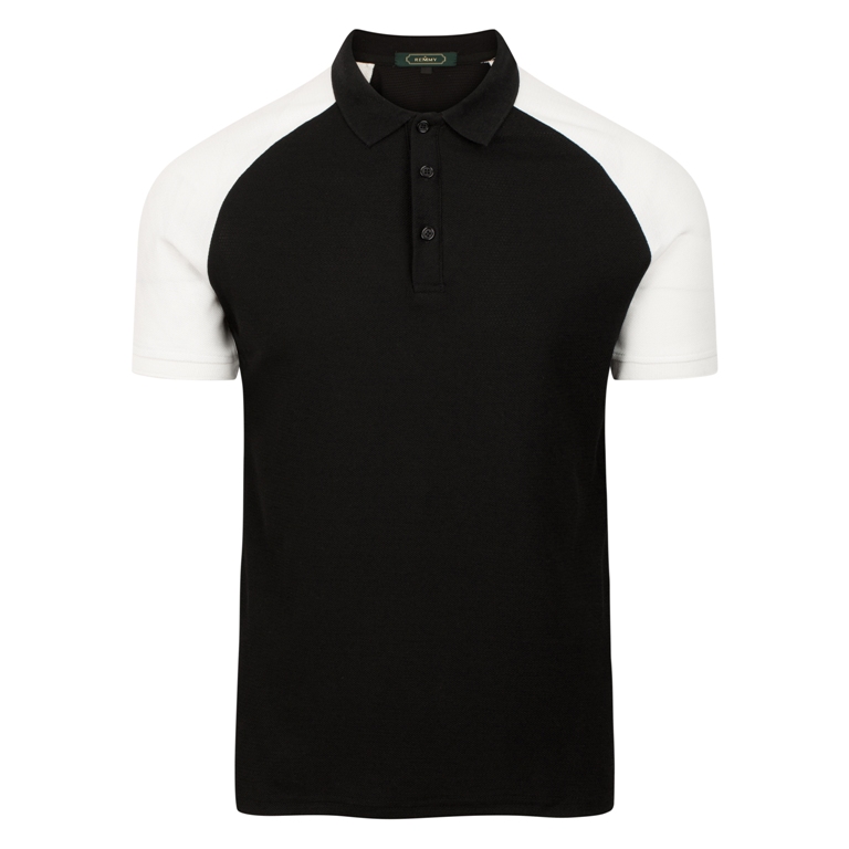 AF polo đen da cá, tay trắng