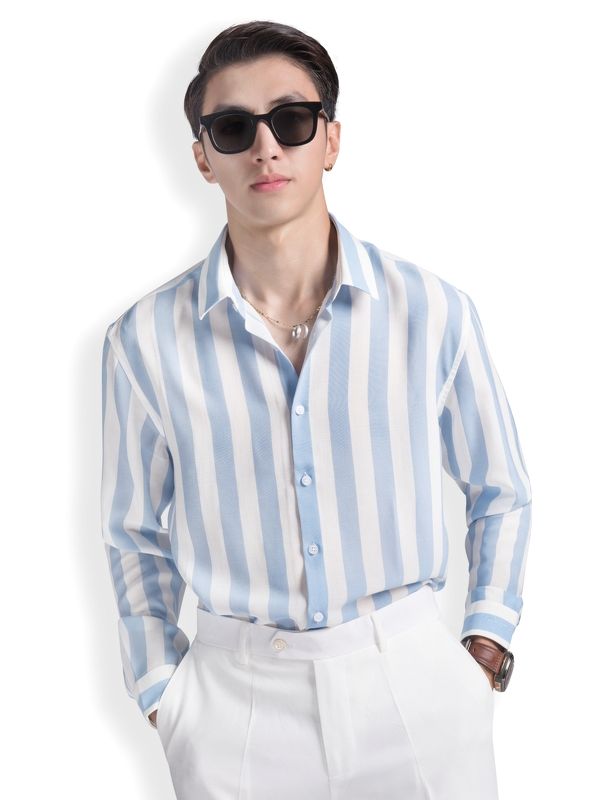 SM dáng dài kẻ sọc xanh dương- trắng