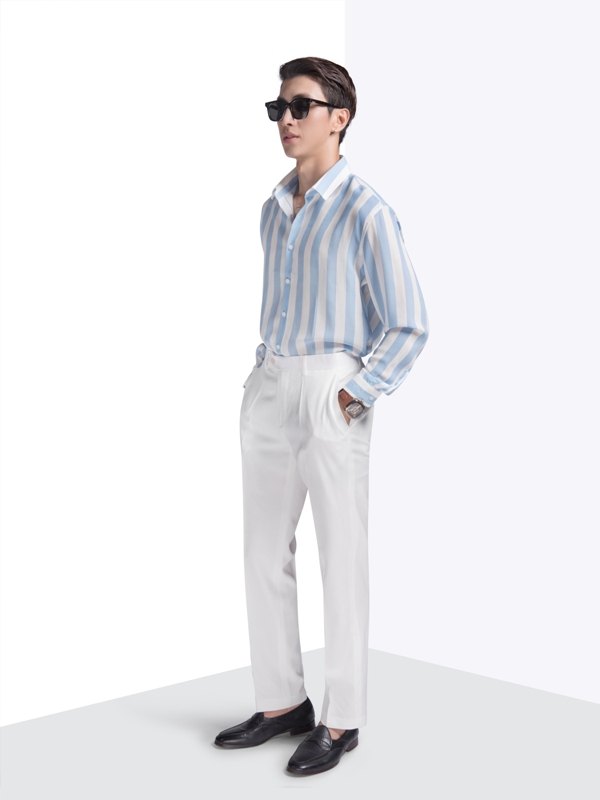 SM dáng dài kẻ sọc xanh dương- trắng