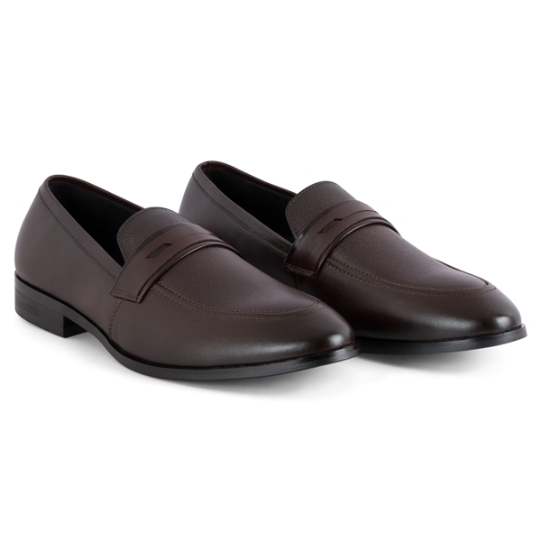 Giày lười nâu, sườn trơn, vá sần- băng acura sz 41