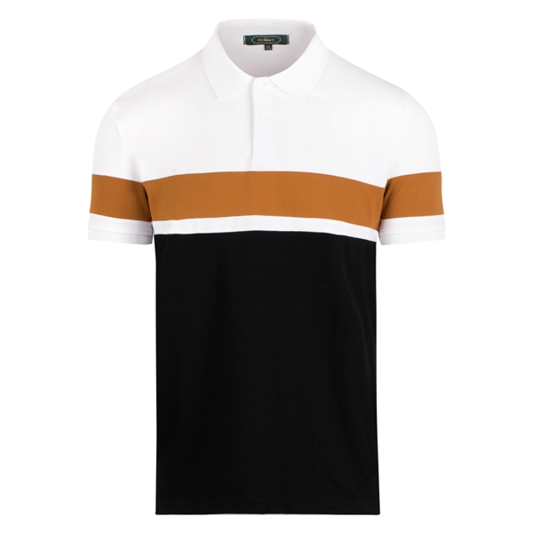 AF polo nửa trắng- nửa đen, kẻ ngang nâu vàng 1120