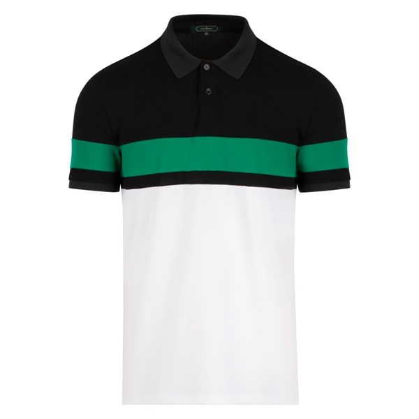 AF polo nửa đen- nửa trắng, kẻ ngang xanh lá 1120