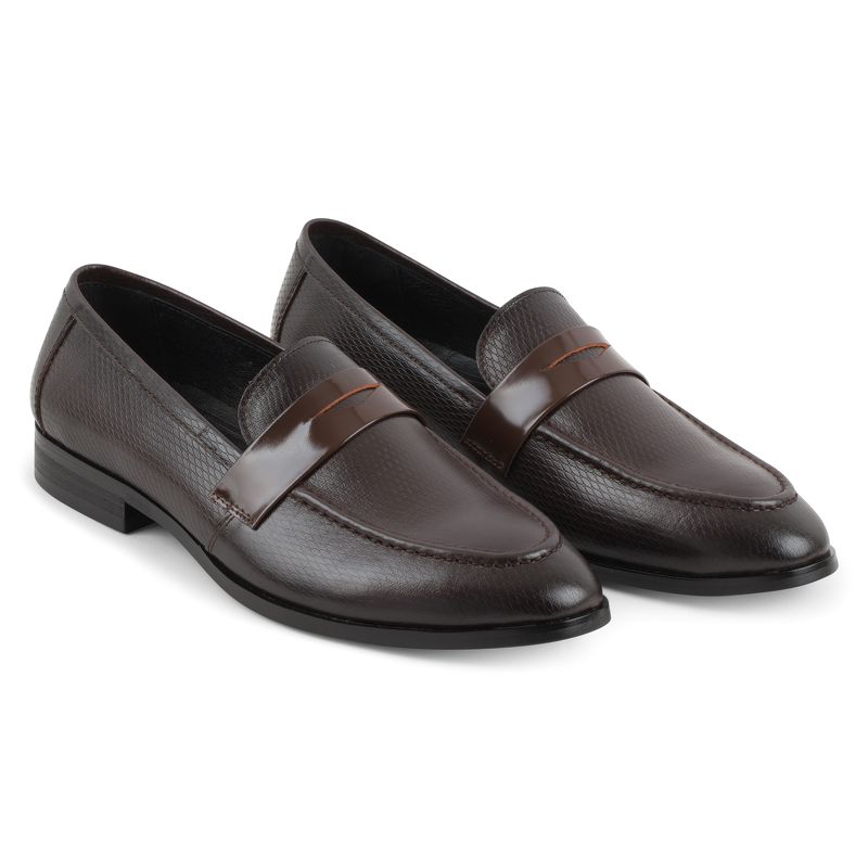 Giày lười nâu da rắn, đai tam giác sz 41