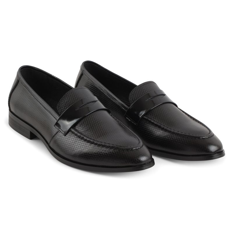 Giày lười đen da rắn, đai tam giác sz 40
