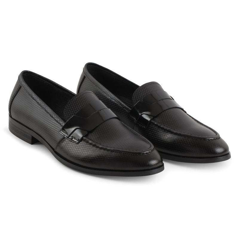 Giày lười đen da rắn, đai xoắn sz 41