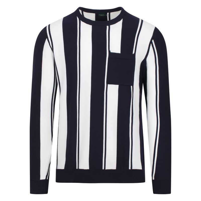 AL len mịn, kẻ sọc tím than- trắng, túi ngực- 8903 sz L
