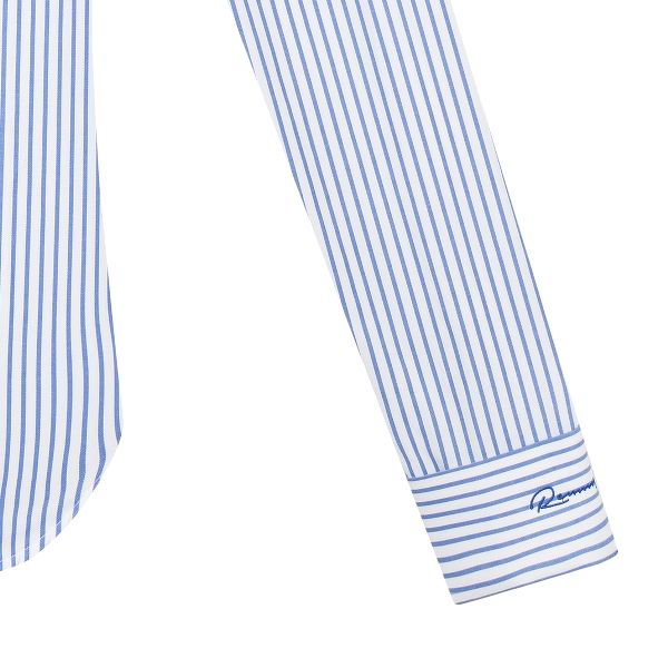 SM kẻ sọc nhỏ vừa xanh dương đậm- trắng, cufflink tay