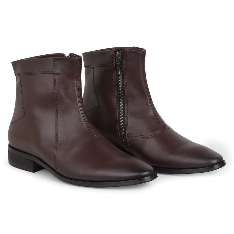 Giày boot cao cổ nâu, khóa kéo sz 40