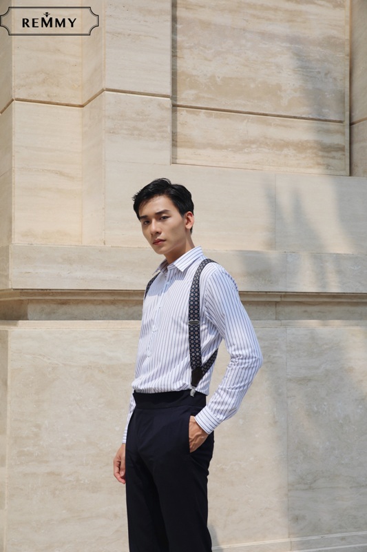 SM trắng kẻ sọc vừa tím than