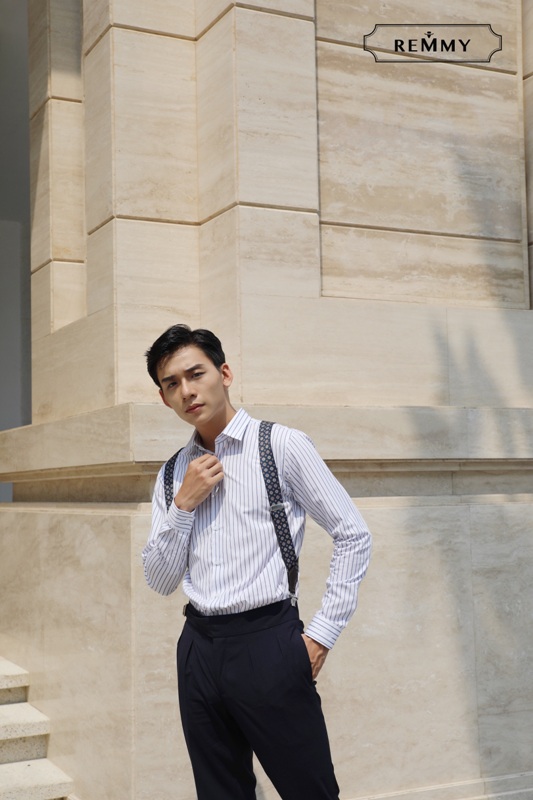 SM trắng kẻ sọc vừa tím than