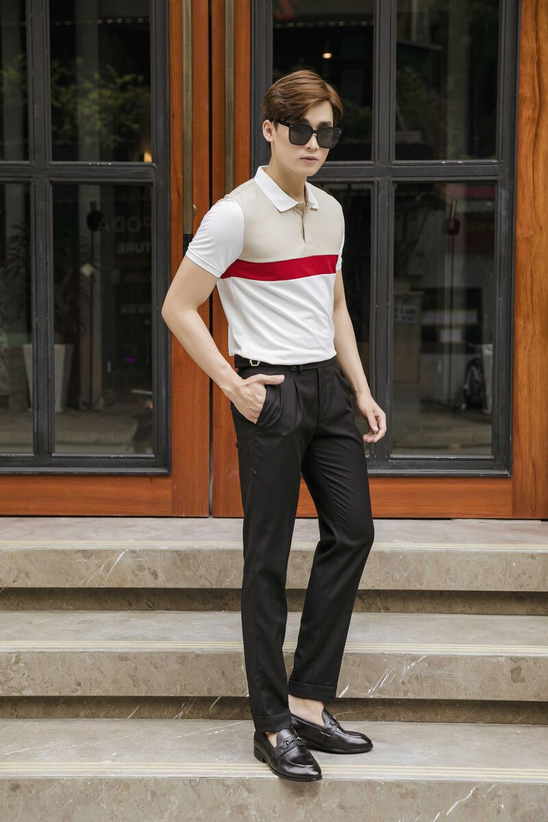AF trắng- nửa trên be, kẻ ngực đỏ