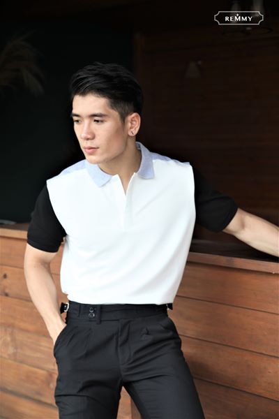 AF trắng, tay đen- vai+ cổ ghi xám nhạt