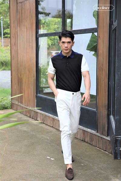 AF đen, tay trắng- vai + cổ xanh coban