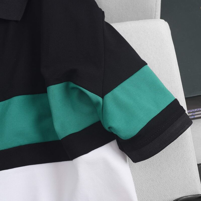 AF polo nửa đen- nửa trắng, kẻ ngang xanh lá 1120