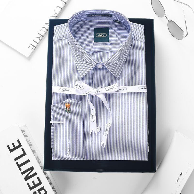 SM kẻ sọc xanh tt- trắng- kẻ liti nét đứt cufflink tay
