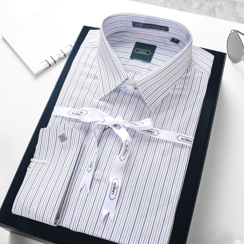 SM trắng kẻ chỉ xanh dương- xanh dương nhạt- đen cufflink tay