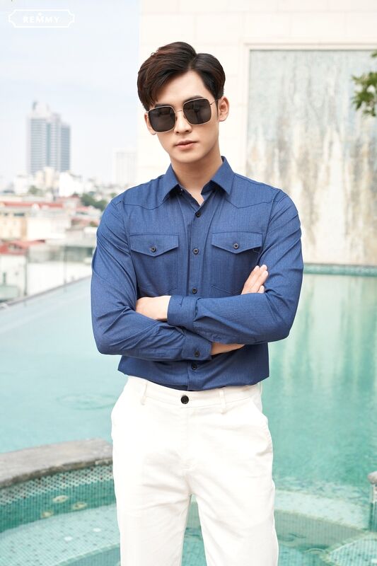 SM xanh denim, 2 túi ngực