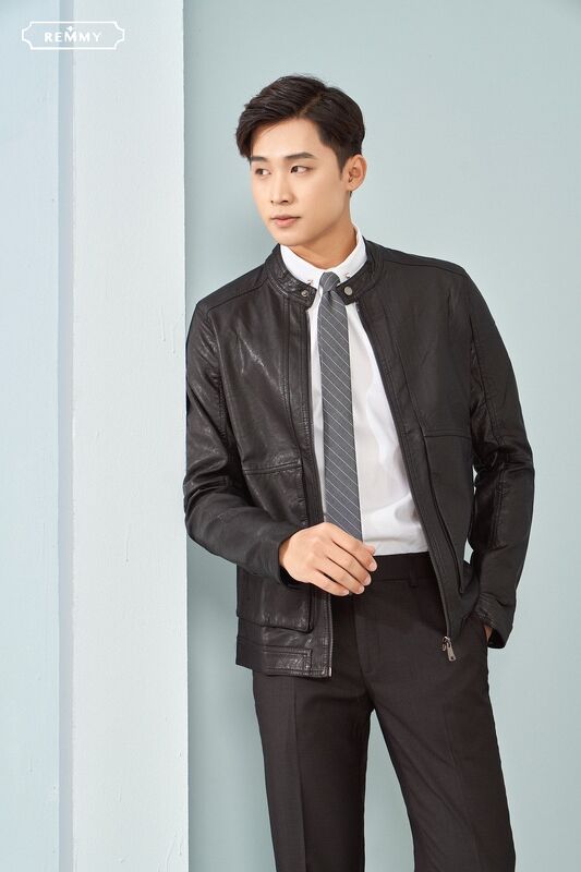 AD sần đen khóa kéo, cổ tàu , 2 túi -5272