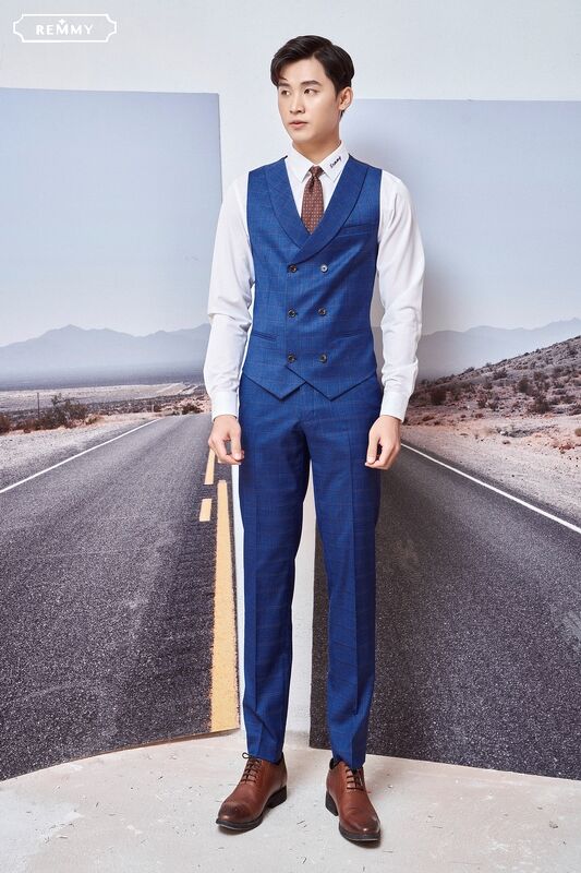 ZV xanh dương- kẻ ô vuông to- 381 size S