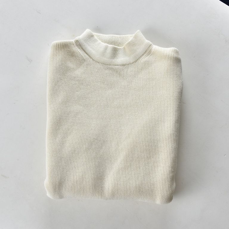 AL dày, cổ ba phân màu trắng sữa- 6610 sz L