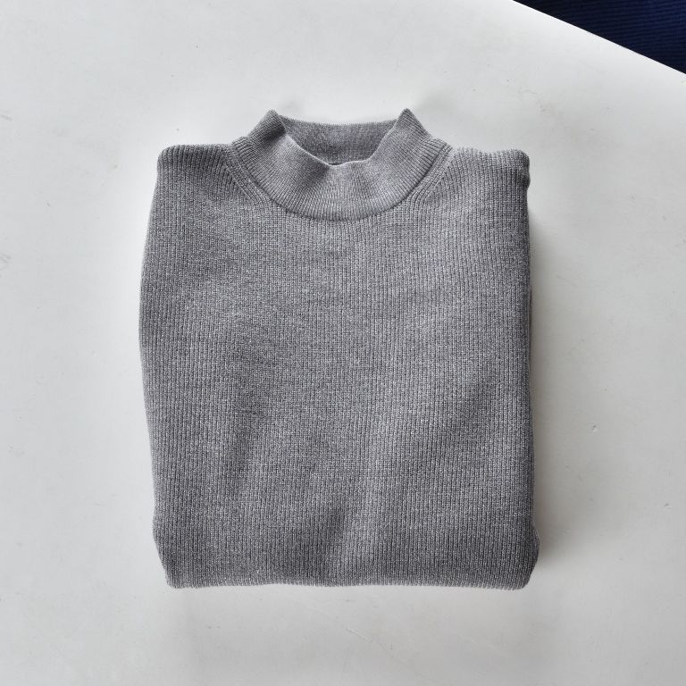 AL dày, cổ ba phân màu ghi- 6610